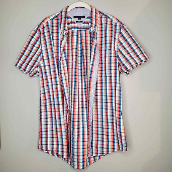 Tommy Hilfiger Shirt Men's Size L Multicolor Plaid s/s Seersucker Coastal Preppy - Picture 3 of 9